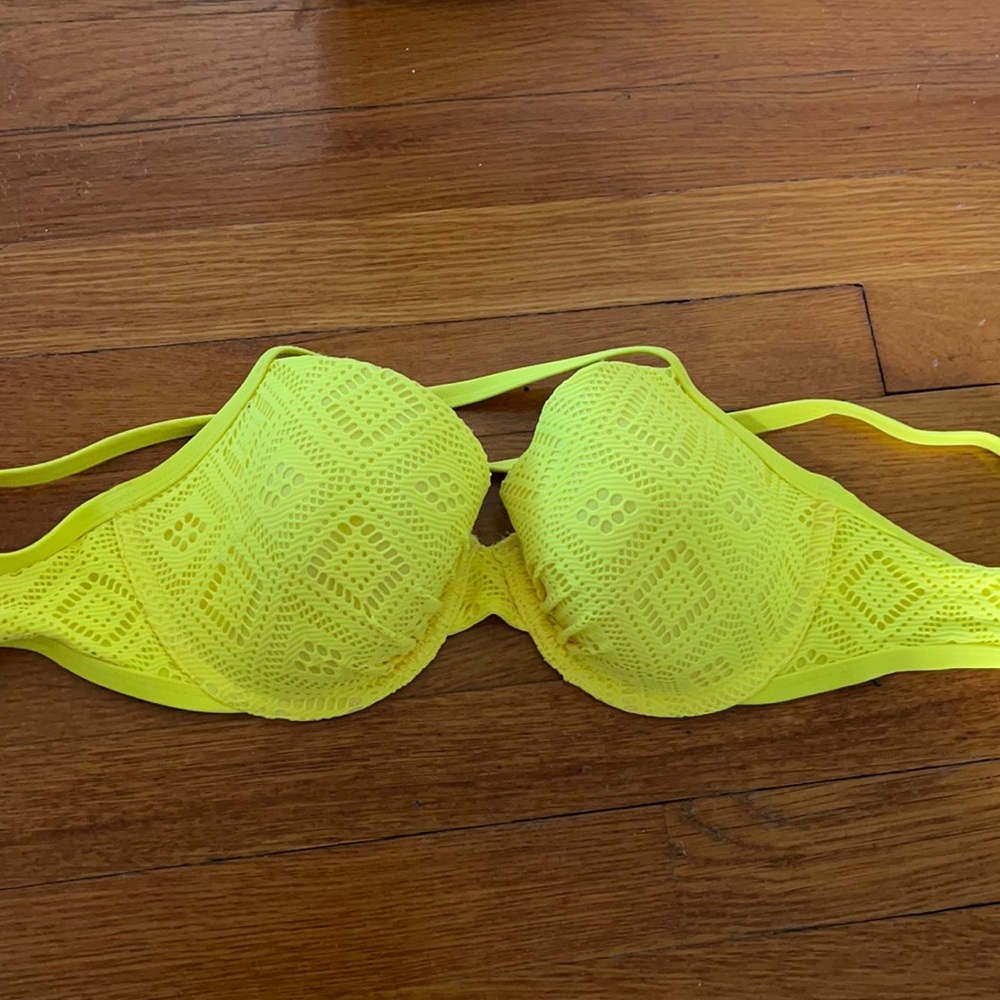 Neon yellow aerie bikini top